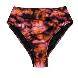 Pink Victorias Secret High Waisted Tie Dye Bikini Bottoms Orange Pink XS Active